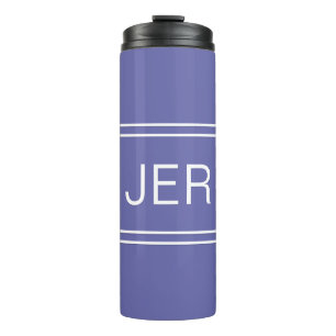 Garrafa Térmica Inicials Simples Monogramadas Modernas Azul Pervin