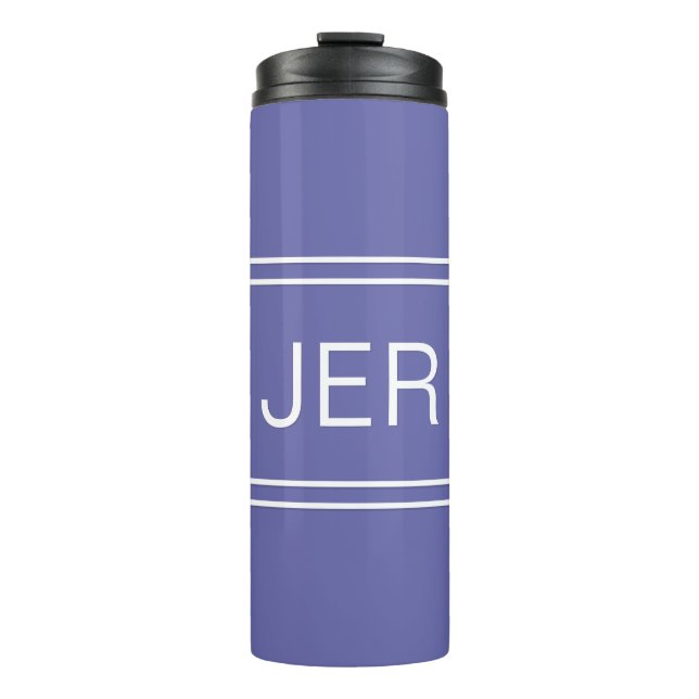 Garrafa Térmica Inicials Simples Monogramadas Modernas Azul Pervin (Frente)