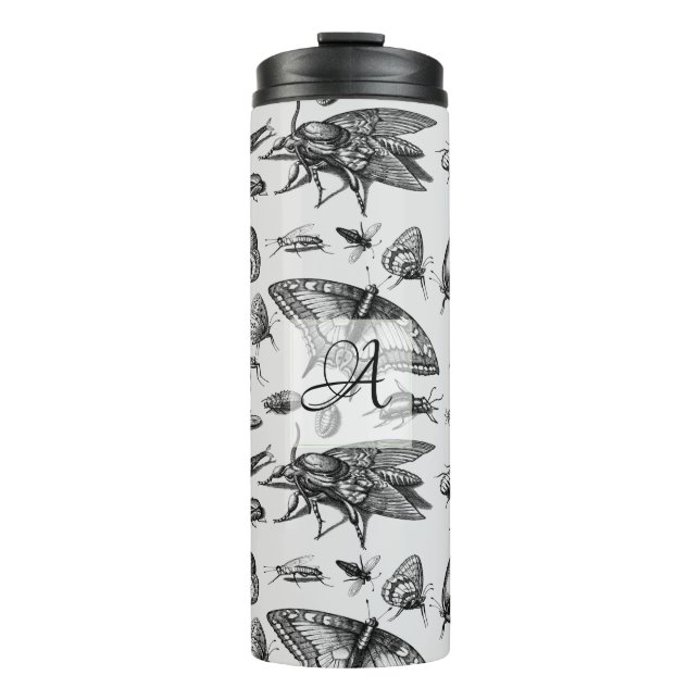 Garrafa Térmica Insetos GÓTICOS Monogramas Insetos de Tinta de Vin (Frente)