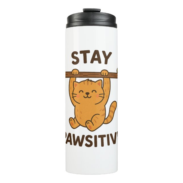 Garrafa Térmica  Inspiring "Stay pawsitive" Quote Print (Frente)