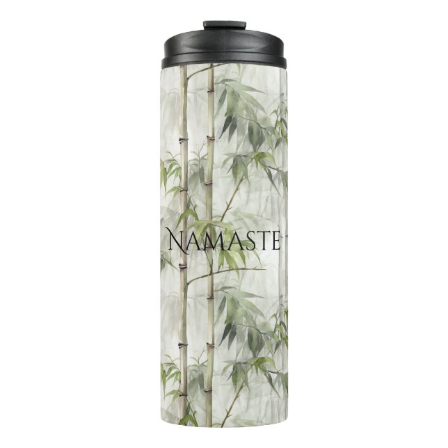 Garrafa Térmica Ioga de Mindfulness do Bambu Verde (Frente)