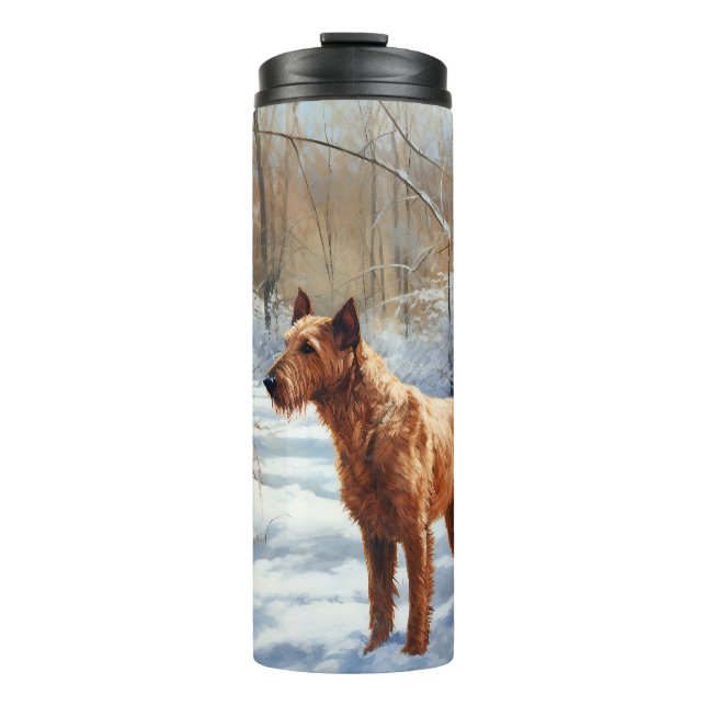 Garrafa Térmica Irish Terrier Deixe Nevar Natal (Frente)