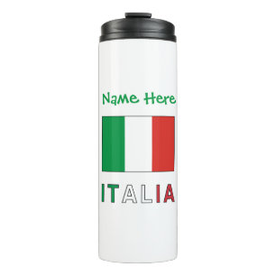 Garrafa Térmica Itália e Bandeira Italiana Personalização Verde