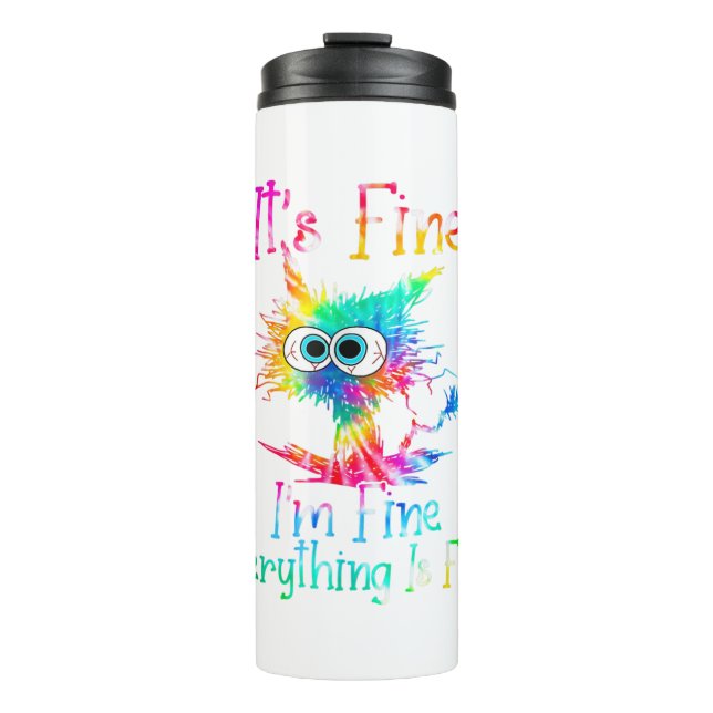 Garrafa Térmica It's Fine I'm Fine Everything Is Fine Funny Cat Ti (Frente)