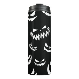 Garrafa Térmica Jack O Lanterna Pumpkin Rosto Preto e Branco