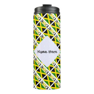Garrafa Térmica Jamaica e Bandeira Jamaicana Ladrilhada com o Seu