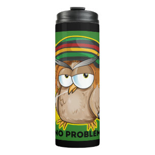 Garrafa Térmica Jamaica No Problem with Funny Smoking Rasta Owl