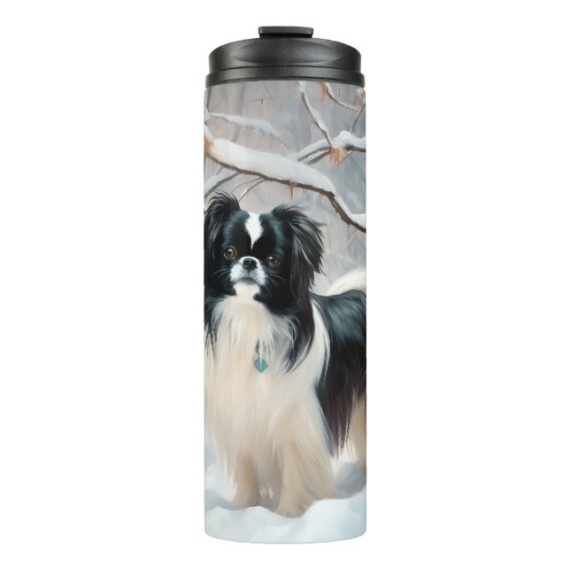 Garrafa Térmica Japanese Chin Deixe Nevar Natal (Frente)