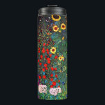 Garrafa Térmica Jardim Flor Gustav Klimt<br><div class="desc">Tumbler térmico com a pintura de óleo do Jardim de Fazendas de Gustav Klimt com girassóis (1907). Um belo jardim de girassóis e belas flores azuis,  vermelhas,  roxas,  rosa e brancas. Um presente de excelente para fãs de Arte Nouveau e de Arte Austríaca.</div>
