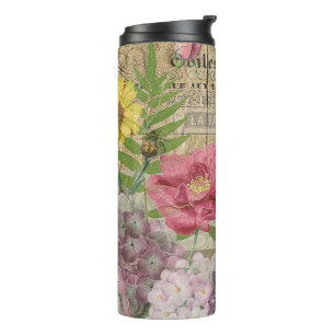 Garrafa Térmica Jardim Floral Ninho de Pássaro Arte Flor Borboleta