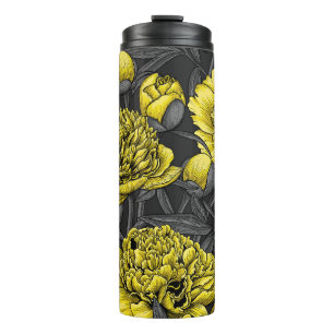 Garrafa Térmica Jardim noturno de pedras em amarelo e cinza