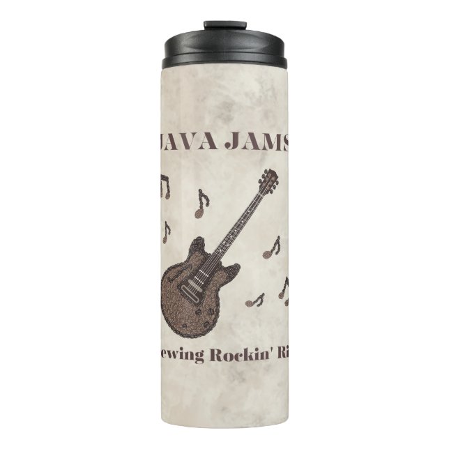 Garrafa Térmica Java Jams-Brewing Rockin' Riffs-Café-Guitarra- (Frente)