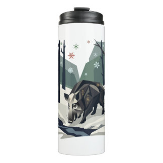 Garrafa Térmica Javali na Floresta de Inverno Tumbler de Viagem