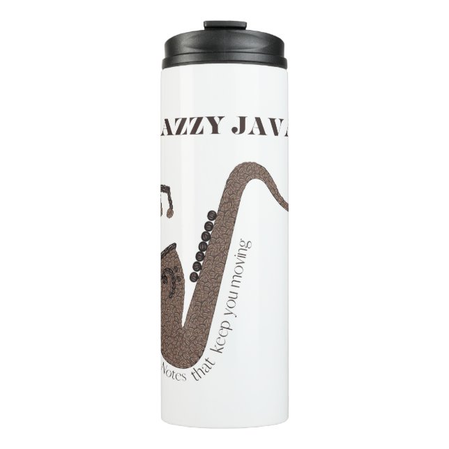 Garrafa Térmica Jazzy Java-Saxofone-Grãos de Café- (Frente)