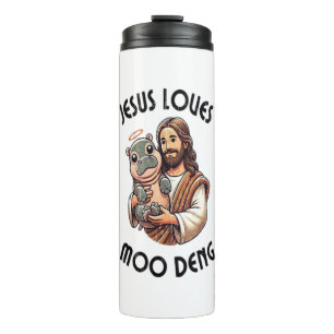 Garrafa Térmica Jesus ama Moo Deng T-Shirt_3