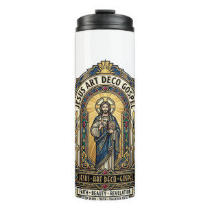 Garrafa Térmica Jesus Art Deco Evangelho Jesus Art Deco Fé Cristã