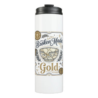 Garrafa Térmica Jesus Kintsugi Ouro Feito Quebrado Louça Quebrada