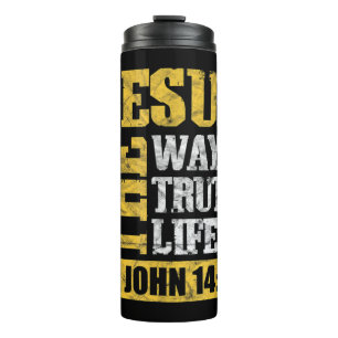Garrafa Térmica Jesus The Way Truth Life John 14:6 Bíblia cristã