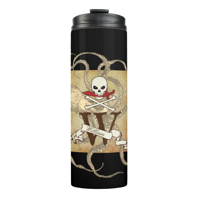 Garrafa Térmica Jolly Roger Monograma Inicial (Frente)
