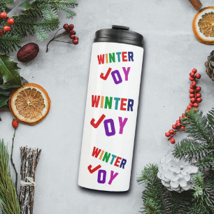 Garrafa Térmica Joy de inverno - Letras Coloridas Cozinhas