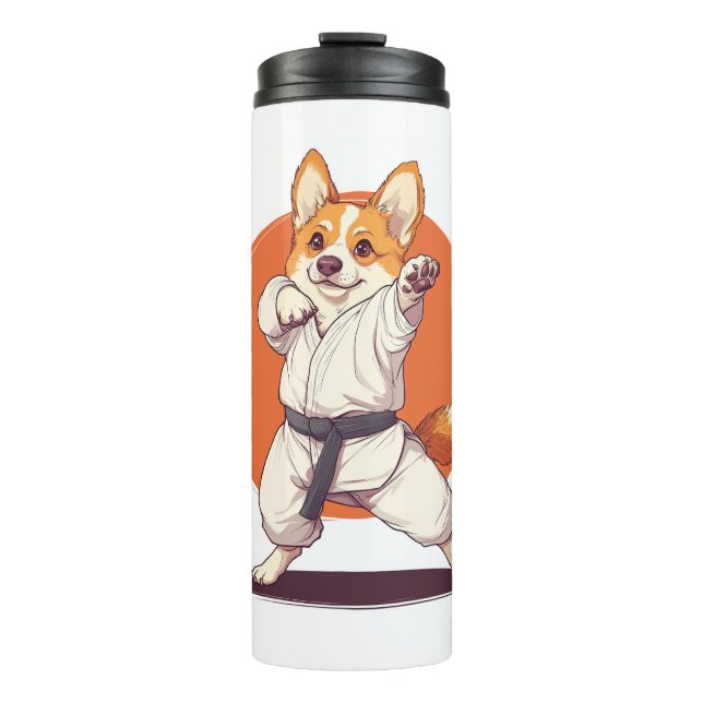 Garrafa Térmica Karate Corgi - Cão de Artes Marciais (Frente)
