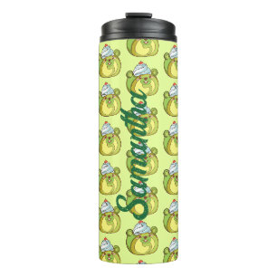 Garrafa Térmica Kawaii Matcha - Bolo Roll Bear