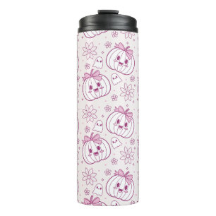 Garrafa Térmica Kawaii Pumpkins, Fantasmas e Flores