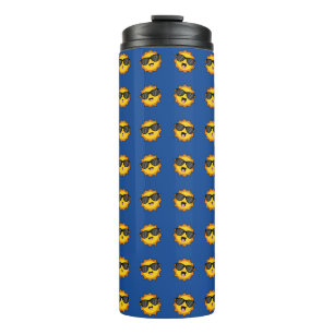 Garrafa Térmica Kawaii Sun com óculos Sunglass Happy Emoji Faces