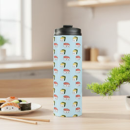 Garrafa Térmica Kawaii Sushi Comida japonesa Blue Maki Roll Nigiri