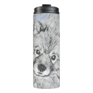 Garrafa Térmica Keeshond Beth Painting - Cute Original Dog Art