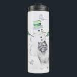 Garrafa Térmica Keeshond Christmas Snowman Pinting Art<br><div class="desc">Retrato original de Cachorro Snowman de Natal Keeshond. Especializamo-nos em arte original engraçada e engraçada. Comprar isto para si próprio ou como um presente excelente para os teus amigos de Keeshond. Seja criativo - clique em PERSONALIZAR para adicionar/remover/alterar texto, redimensionar a imagem, alterar as cores ou qualquer outra coisa que...</div>