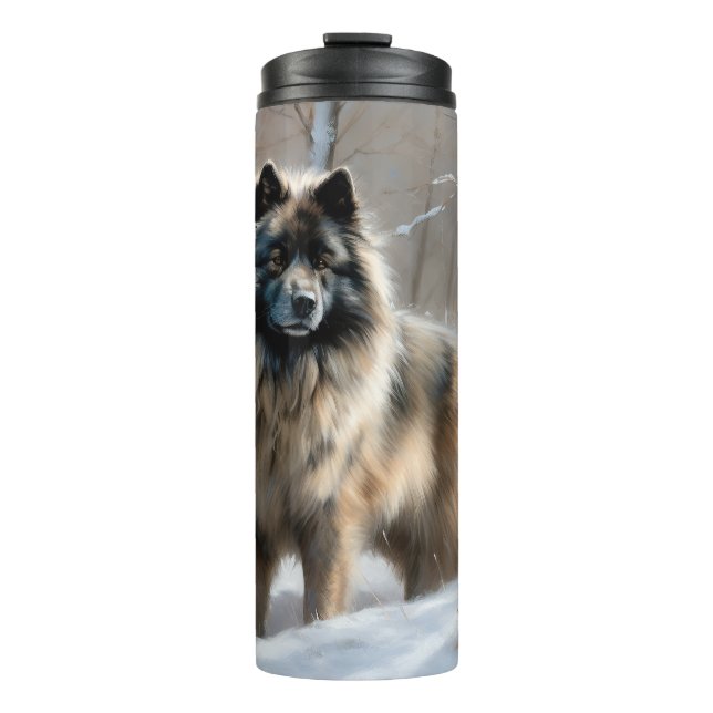 Garrafa Térmica Keeshond Deixe Nevar Natal (Frente)