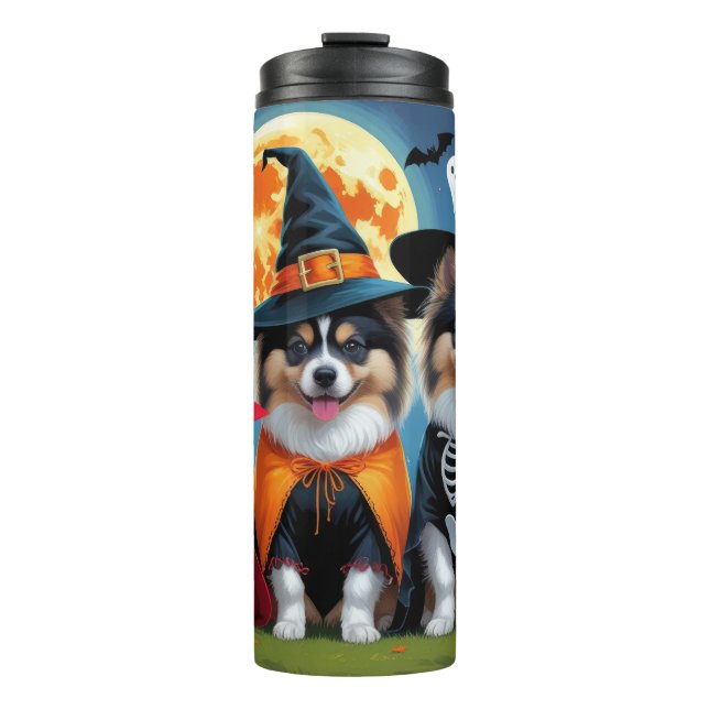 Garrafa Térmica Keeshond Dogs Pumpkin Halloween Engraçado (Frente)