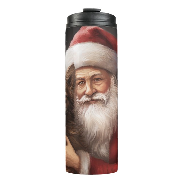 Garrafa Térmica Kelpie australiano com Papai Noel no Natal (Frente)