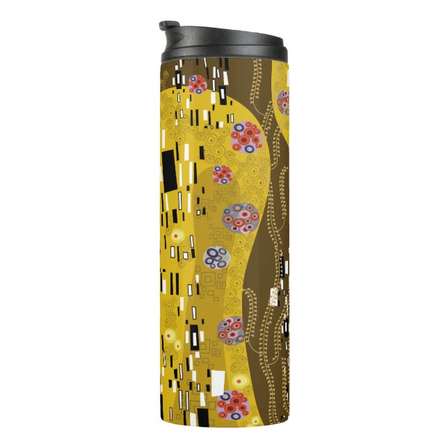 Garrafa Térmica Klimt Inspirou Dourada Arte Nouveau O Beijo (Rotação à direita)