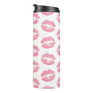 Garrafa Térmica Lábios Cor-de-Rosa, Padrão de Lábios, Batom Cor-de