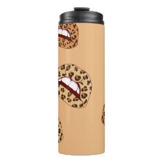 Garrafa Térmica Lábios de impressão leopardo com padrão uniforme,
