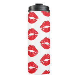 Garrafa Térmica Lábios Vermelhos, Batom Vermelho, Beijo, Padrão De
