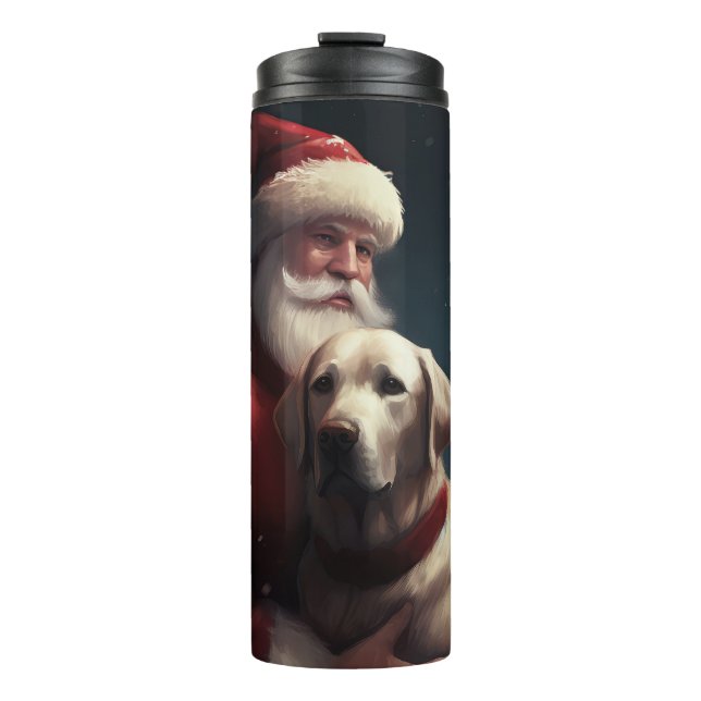 Garrafa Térmica Labrador com Papai Noel Natal Festivo (Frente)