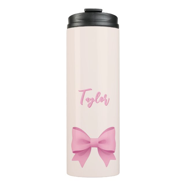 Garrafa Térmica Laço Rosa Personalizado  (Frente)