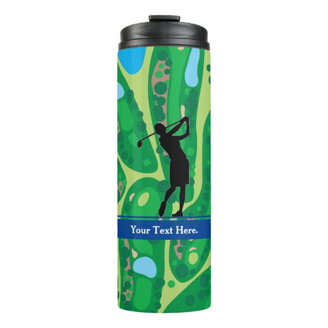 Garrafa Térmica Lady Golfer Image Personalizado Tumbler Térmico (Frente)