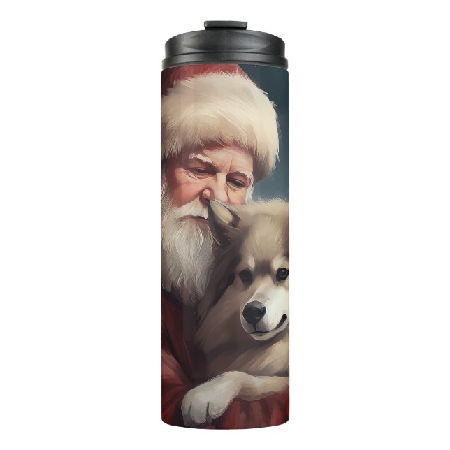 Garrafa Térmica Lapphund Santa Claus Festivo (Frente)