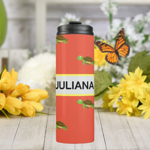Garrafa Térmica Laranja Branco Moderno Tumbler