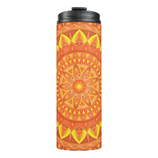 Garrafa Térmica Laranja Mandala Quente Boho Viagem Aconchegante Vi