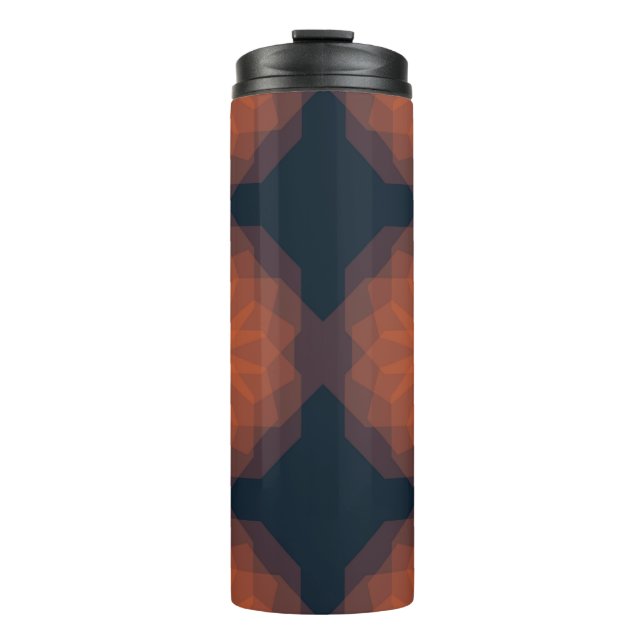 Garrafa Térmica Laranja, moderna abstração geométrica das flores (Frente)