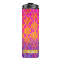 Laranja Rosa Dourado Fúcsia Moderno Padrão Chic Ou