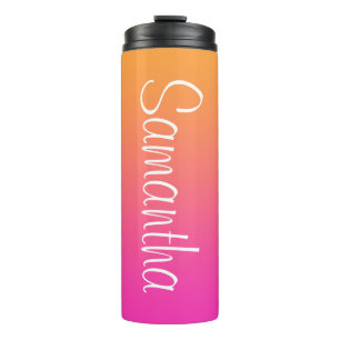 Garrafa Térmica Laranja Vibrante e Rosa Ombre Personalizado
