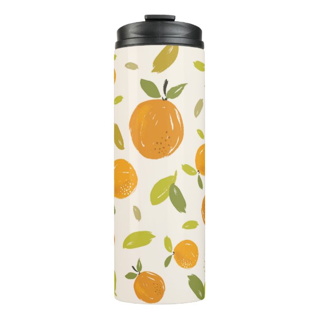 Garrafa Térmica Laranjas pintadas à mão design de fruta de padrão  (Frente)