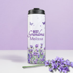 Garrafa Térmica Lavanda Roxa Elegante Melhor Avó com Nome