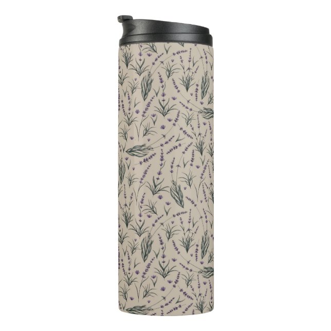 Garrafa Térmica Lavender Botanical Pattern Thermal Tumbler (Rotação à direita)